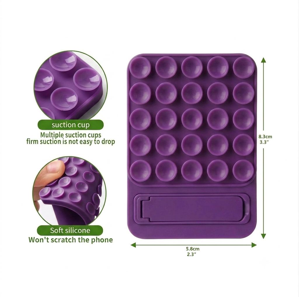 Octogrip Silicone Suction Grip Bracket (Phone Adhesive Mount) - Purple