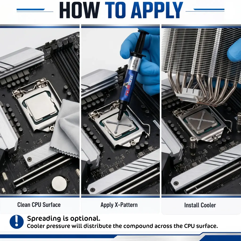 Polartronix Non-Conductive Thermal Paste 12.8 W/m·K – High Performance Heat Compound for CPU, GPU, Laptop & Gaming Console, 10g Retail Pack with Applicator & Thermal Pad (USTP128-10)