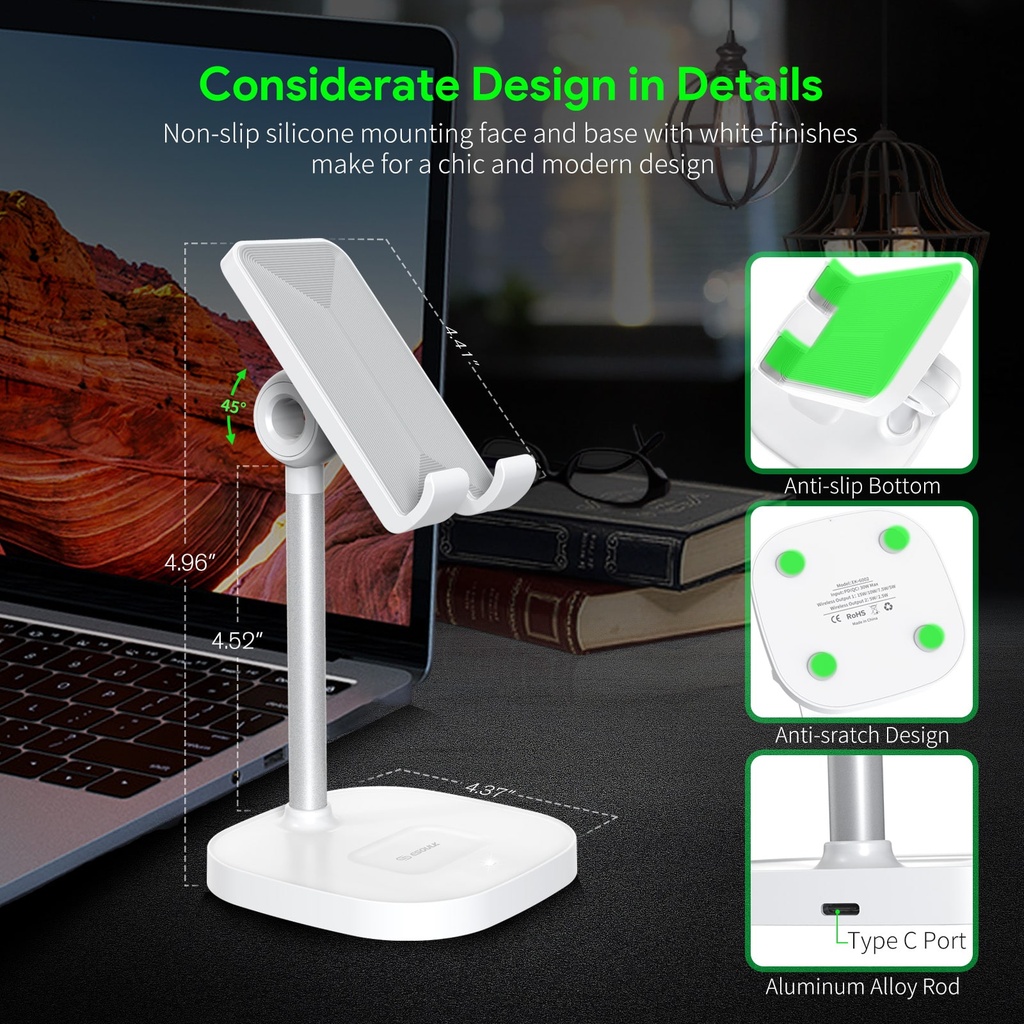 Esoulk 15W 2-in-1 Wireless Charging Stand