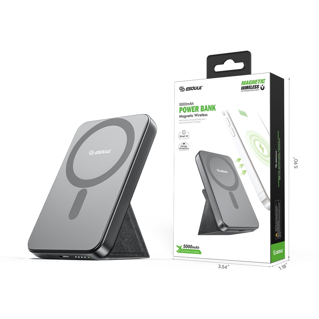 Esoulk 5000mAh Foldable Stand Magnetic Wireless Charging