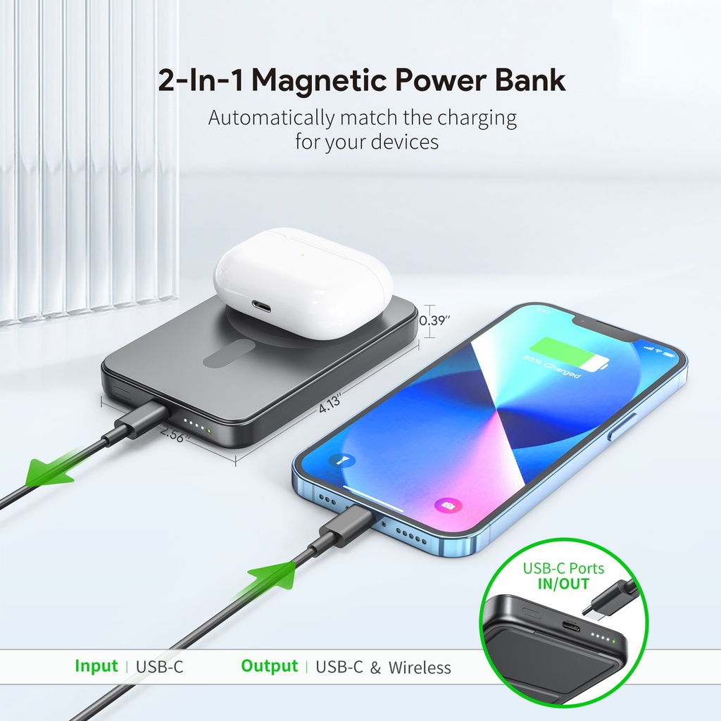 Esoulk 5000mAh Foldable Stand Magnetic Wireless Charging