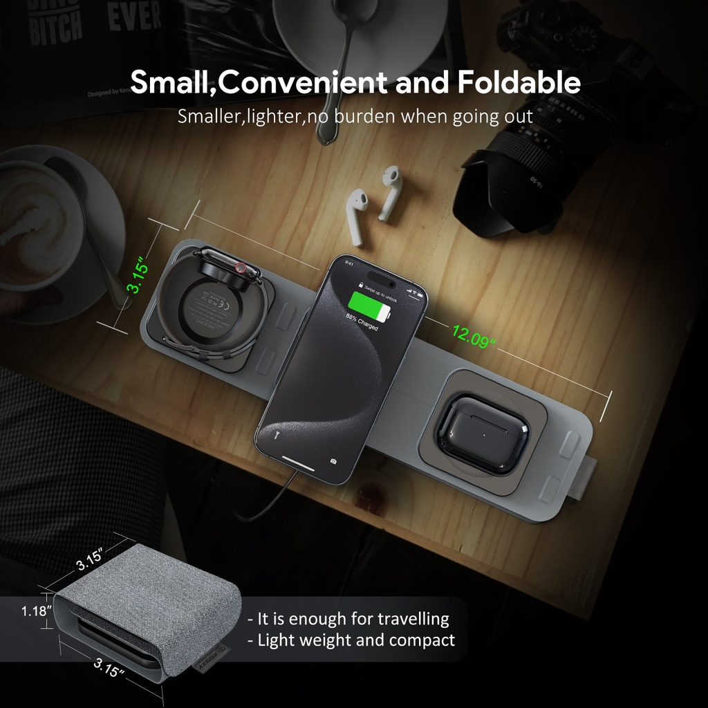 Esoulk 15W 3-in-1 Collapsible Magnetic Wireless Charger