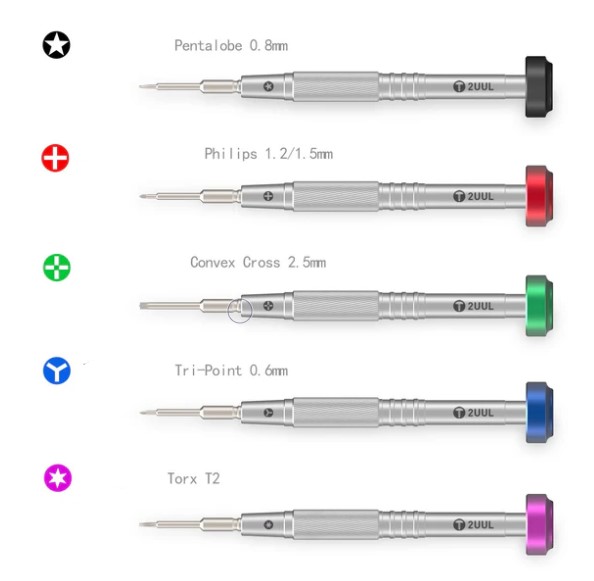 2UUL Everyday Screwdriver for Phone Repair Convex Cross 2.5mm