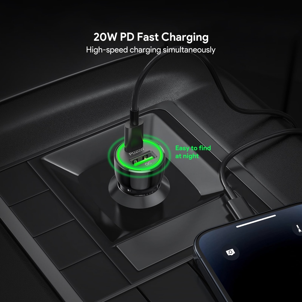 Esoulk 20W PD&QC Car Charger - Black (12 PCs)