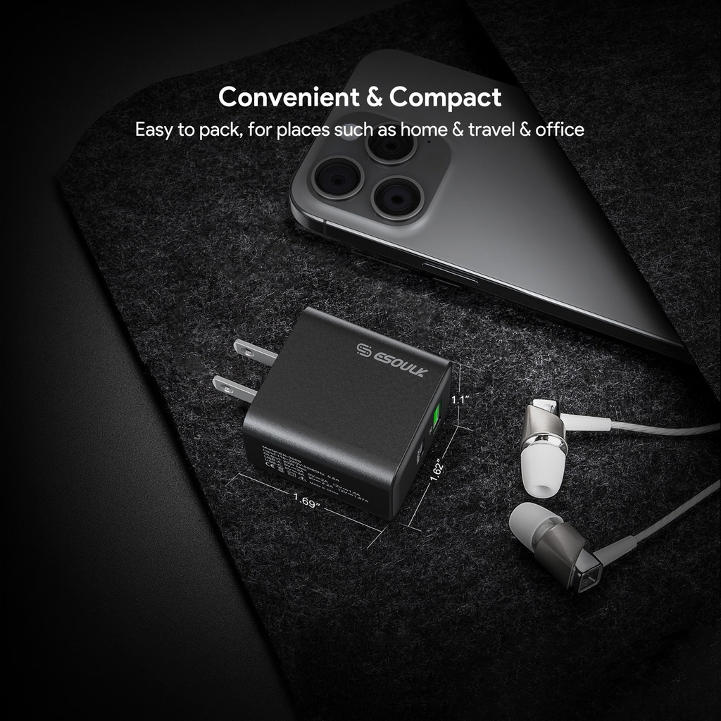 Esoulk 20W PD&QC Wall Charger - Black (12 PCs)
