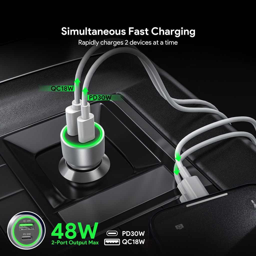 Esoulk PD30W + QC18W CAR CHARGER (12/48) (White)