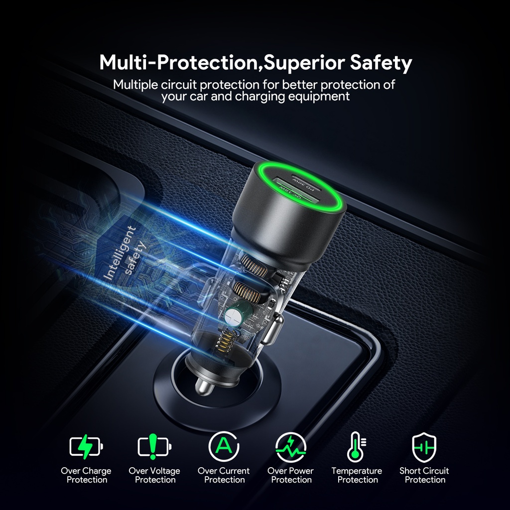 Esoulk PD30W + QC18W CAR CHARGER (12/48) (Black)