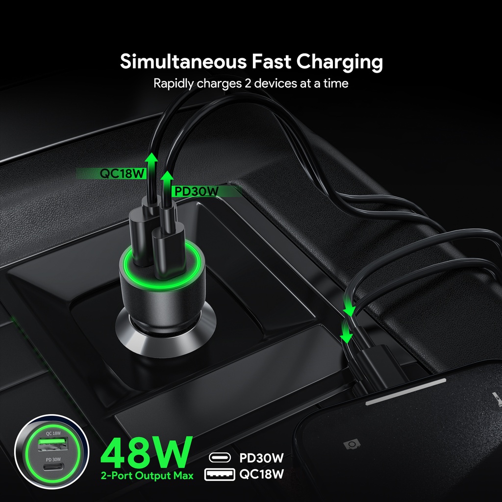 Esoulk PD30W + QC18W CAR CHARGER (12/48) (Black)