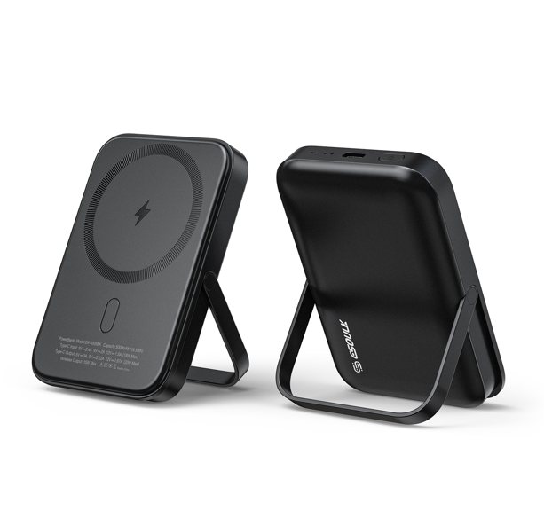 Esoulk 5000mAh Magnetic 15W Wireless Charge Power Bank With Foldable Stand