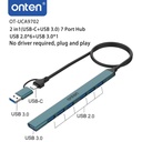 Onten OTN-UCA9702 USB-C / USB 3.0 Hub, USB 2.0x6 + USB 3.0   (7 in 2)
