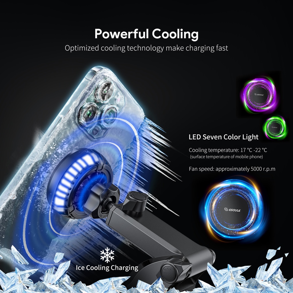 Esoulk 15W Magnetic Wireless Car Charger (Black)