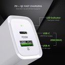 Esoulk 20W PD & QC Wall Charger - White