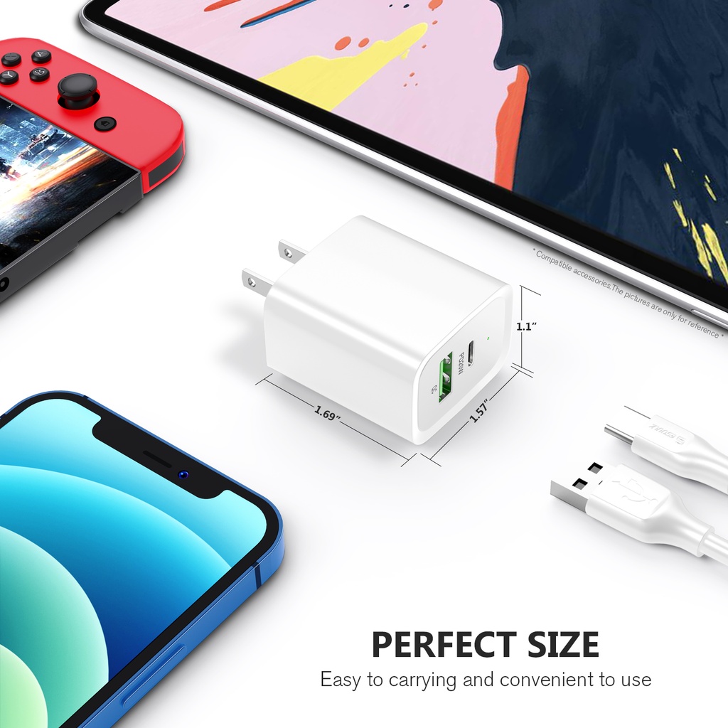 Esoulk 20W PD & QC Wall Charger - White