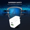 Esoulk 20W PD/QC Wall Charger & Cable (5ft) for Type-C to 8 Pin - White