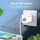Esoulk 20W PD/QC Wall Charger & Cable (5ft) for Type-C to C - White