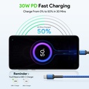 Esoulk Fast Charging Cable (10ft) Type-C to C - Blue