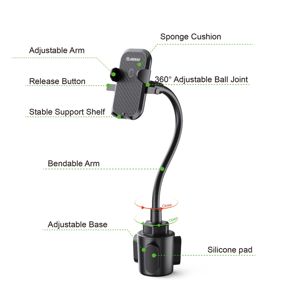 Esoulk Cup Holder Mount Flexible gGooseneck (11 inch)