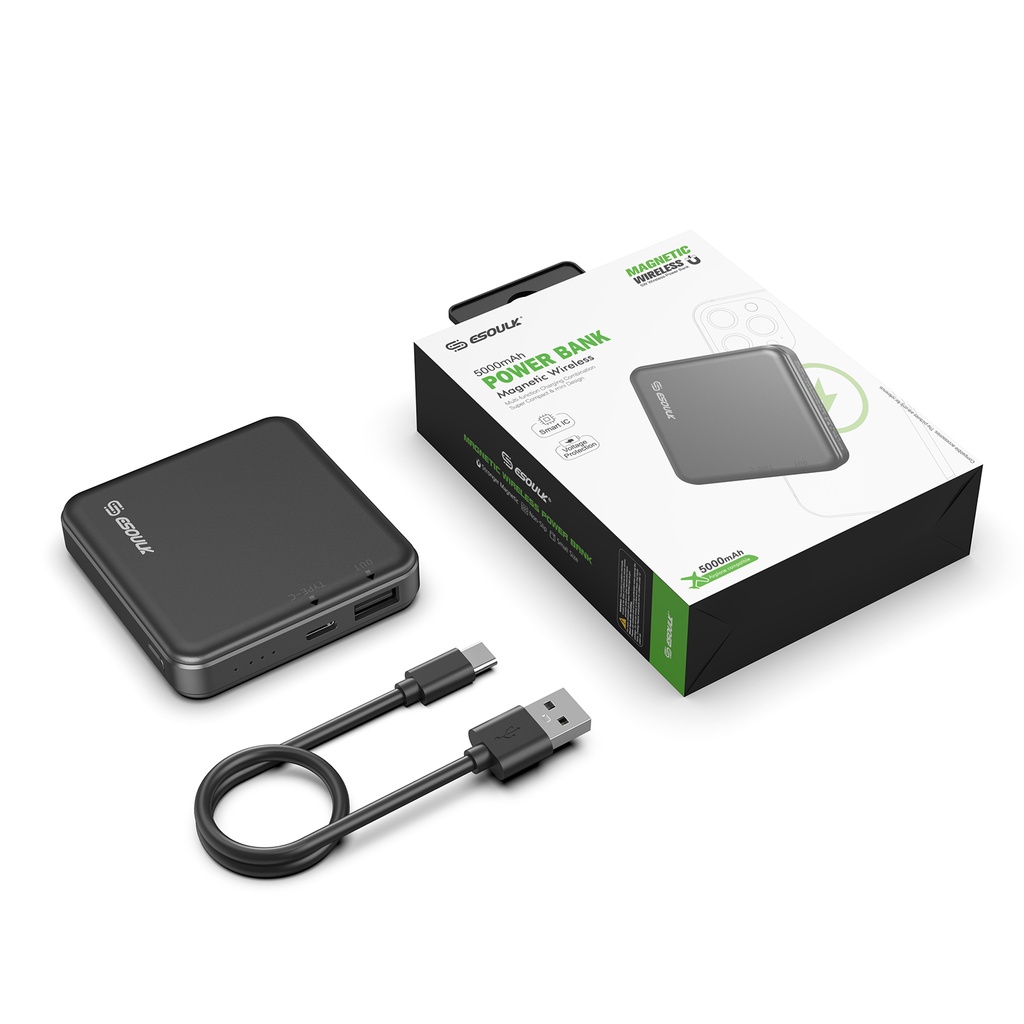 Esoulk Magnetic Wireless Power Bank  5W 5000mAh- Black