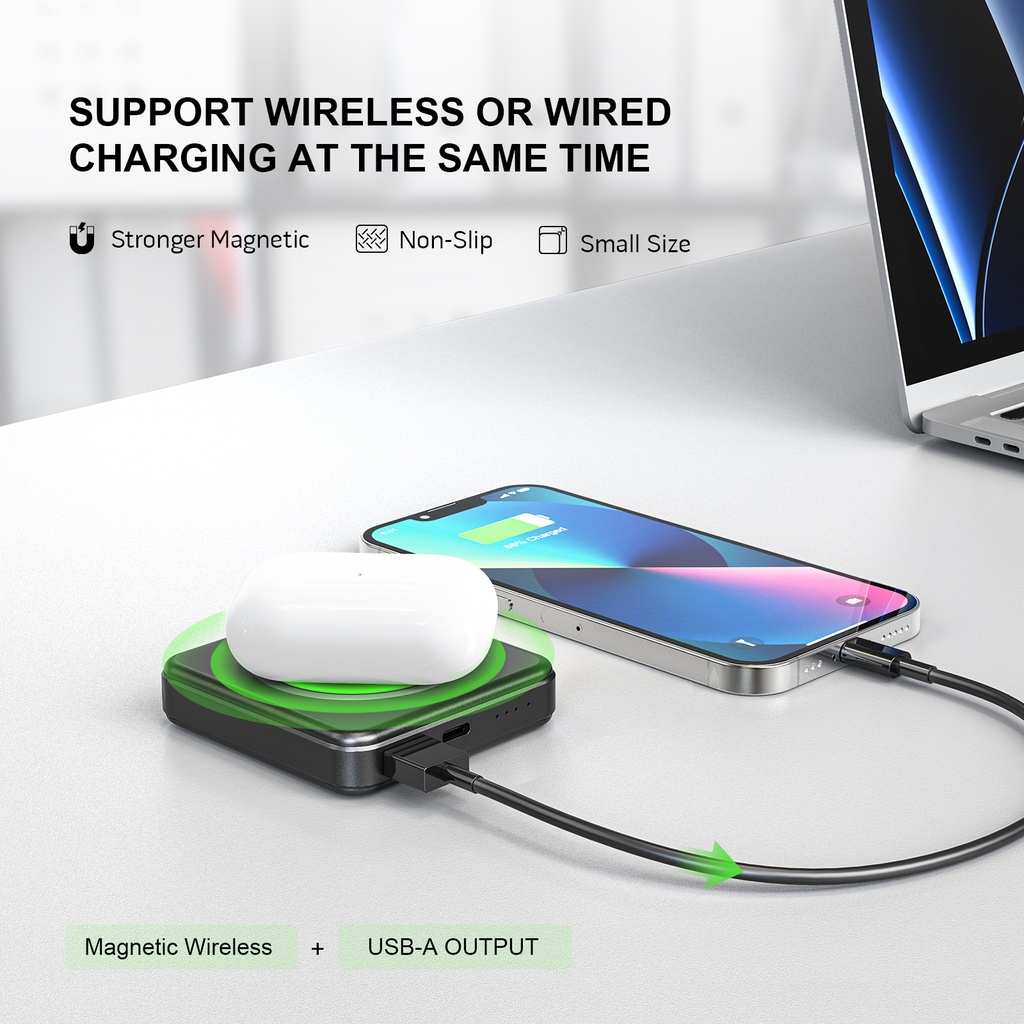 Esoulk Magnetic Wireless Power Bank  5W 5000mAh- Black