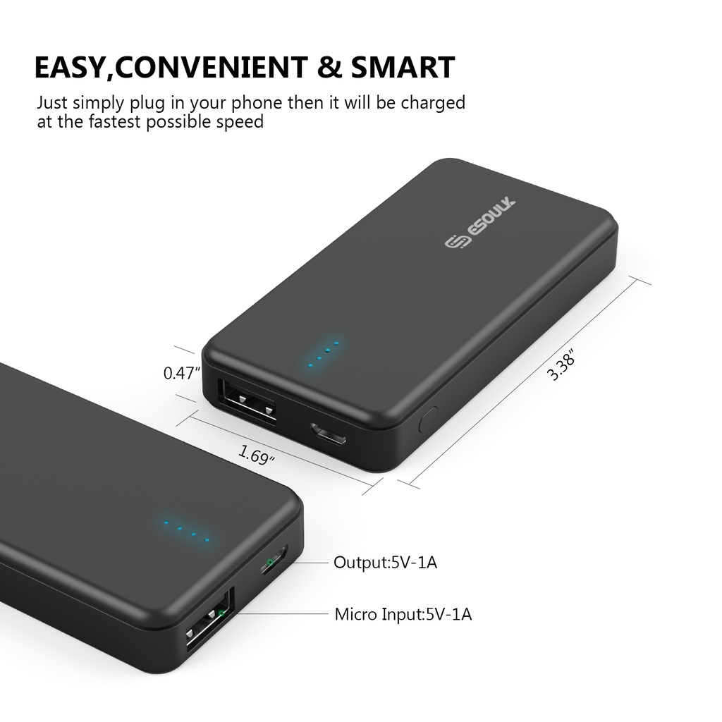 Esoulk Universal Power Bank 3000 mAh - Black
