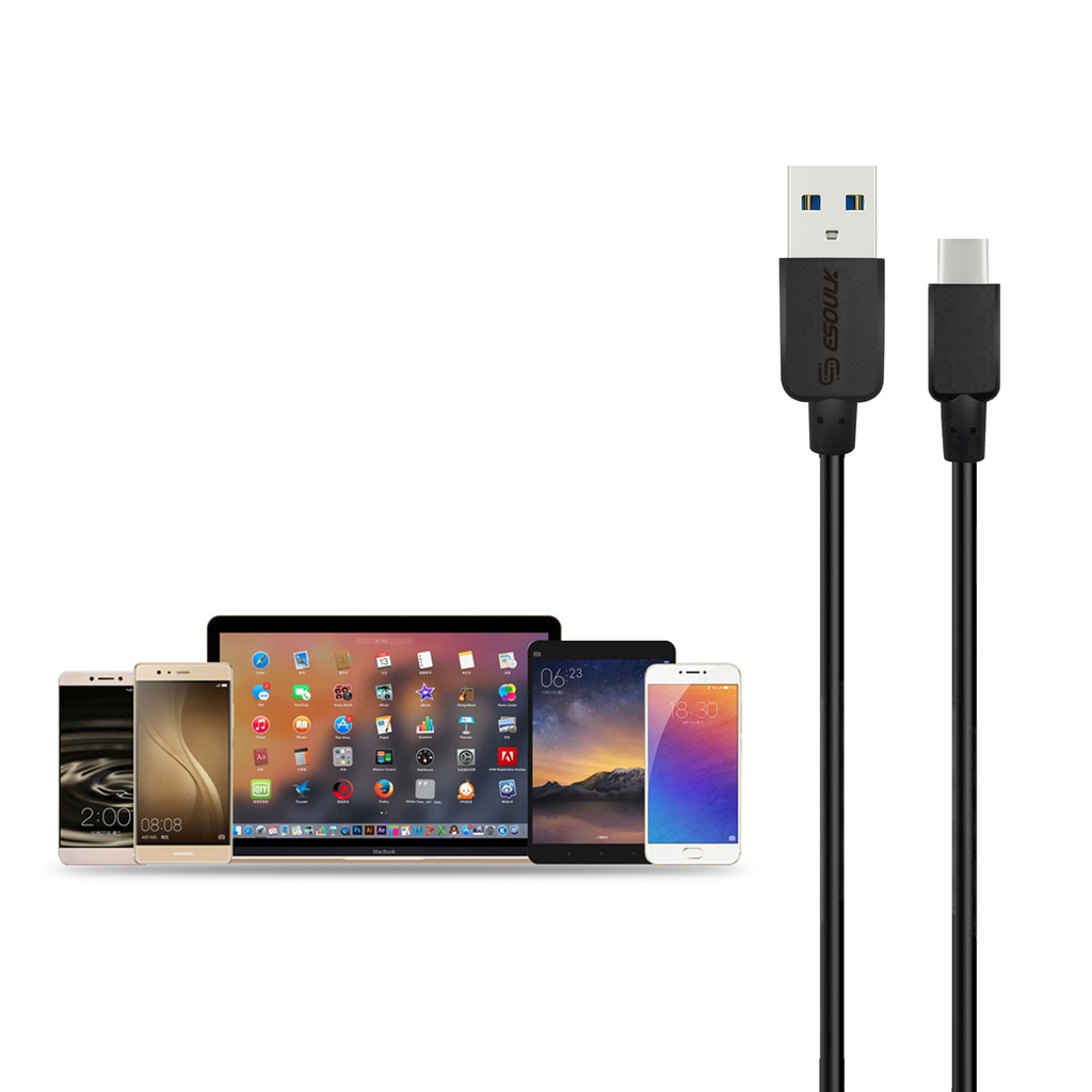 Esoulk 5ft Round Cable For Type-C 1.5A - Black