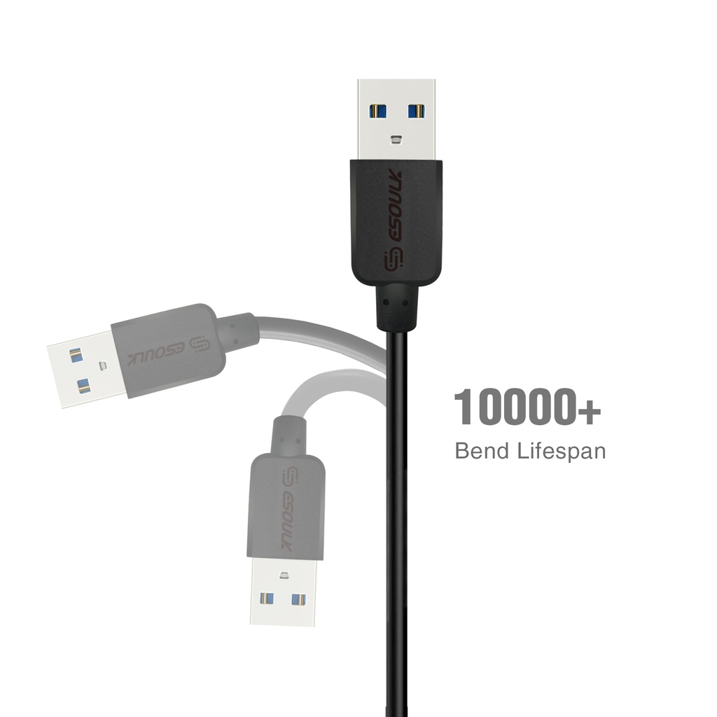 Esoulk 5ft Round Cable For iPhone 1.5A - Black