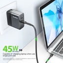 Esoulk 45W PD Dual Type-C Fast Wall Charger - Black