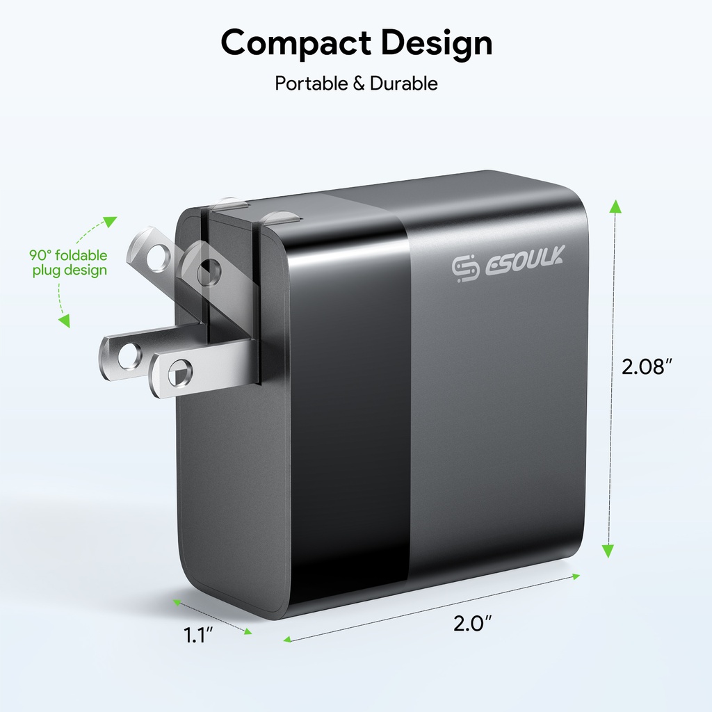 Esoulk 45W PD Dual Type-C Fast Wall Charger - Black