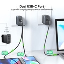 Esoulk 45W PD Dual Type-C Fast Wall Charger - Black