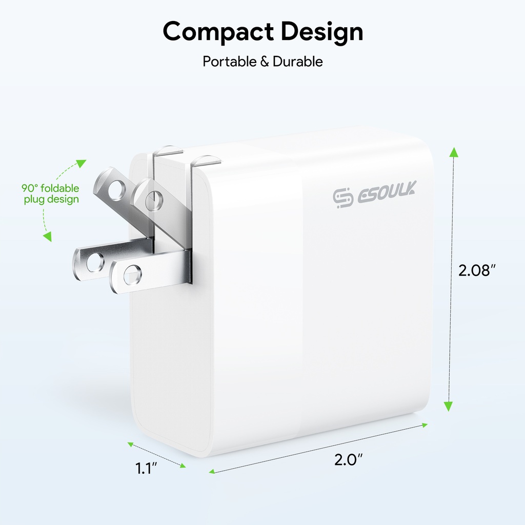 Esoulk 45W PD Dual Type-C Fast Wall Charger - White