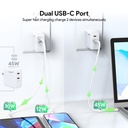 Esoulk 45W PD Dual Type-C Fast Wall Charger - White