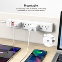 Esoulk 6-Outlet Power Strip & 4ft Power Cord (White)