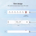 Esoulk 6-Outlet Power Strip & 4ft Power Cord (White)