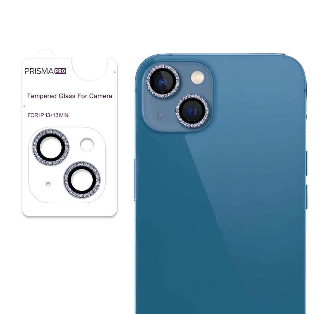 Prisma Pro Shield - Diamond Camera Lens w/HD Tempered Glass  for iPhone 13 / 13 Mini (Blue)