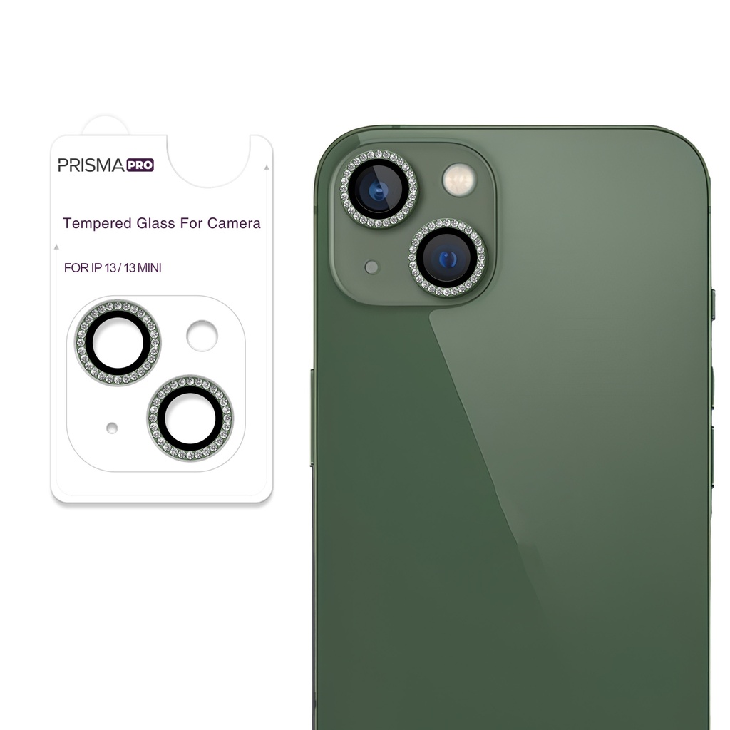 Prisma Pro Shield - Diamond Camera Lens w/HD Tempered Glass  for iPhone 13 / 13 Mini (Green)