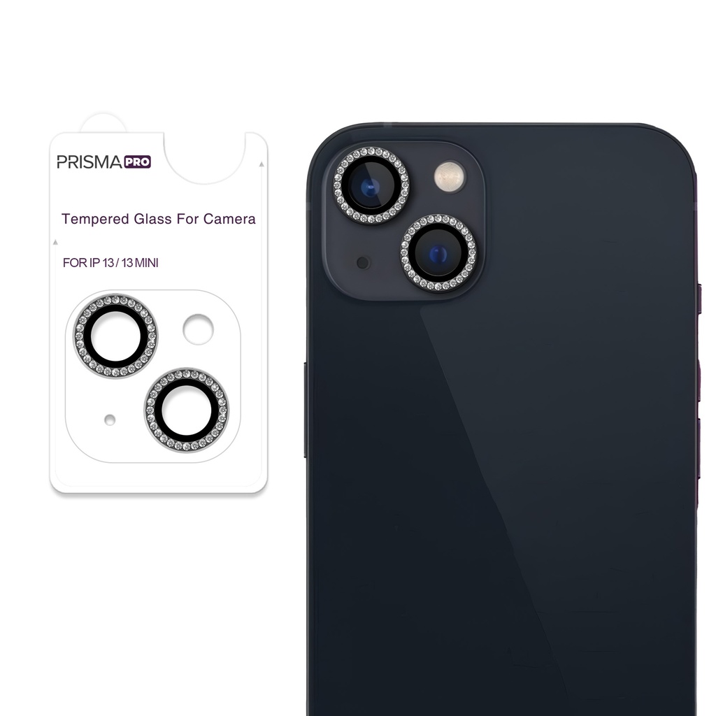 Prisma Pro Shield - Diamond Camera Lens w/HD Tempered Glass  for iPhone 13 / 13 Mini (Midnight)