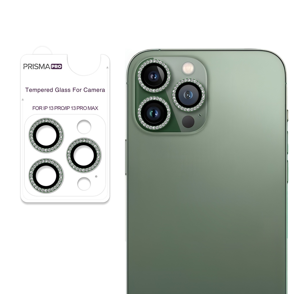 [PP-I13PM-DCL-GR] Prisma Pro Shield - Diamond Camera Lens w/HD Tempered Glass  for iPhone 13 Pro / 13 Pro Max (Alphine Green)