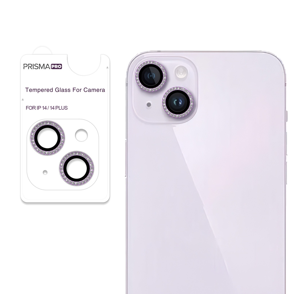 Prisma Pro Shield - Diamond Camera Lens w/HD Tempered Glass  for iPhone 14 / 14 Plus (Purple)