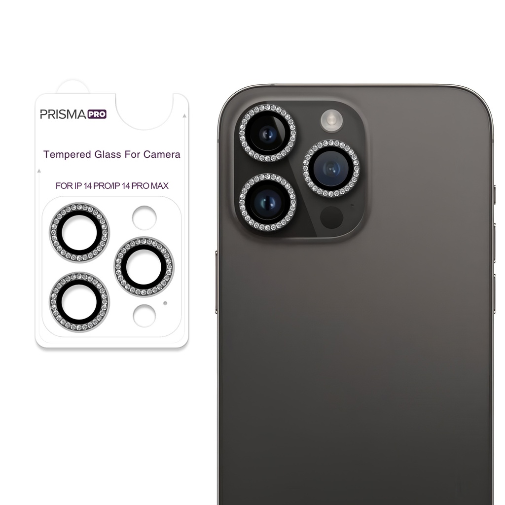 Prisma Pro Shield - Diamond Camera Lens w/HD Tempered Glass  for iPhone 14 Pro / 14 Pro Max (Black)