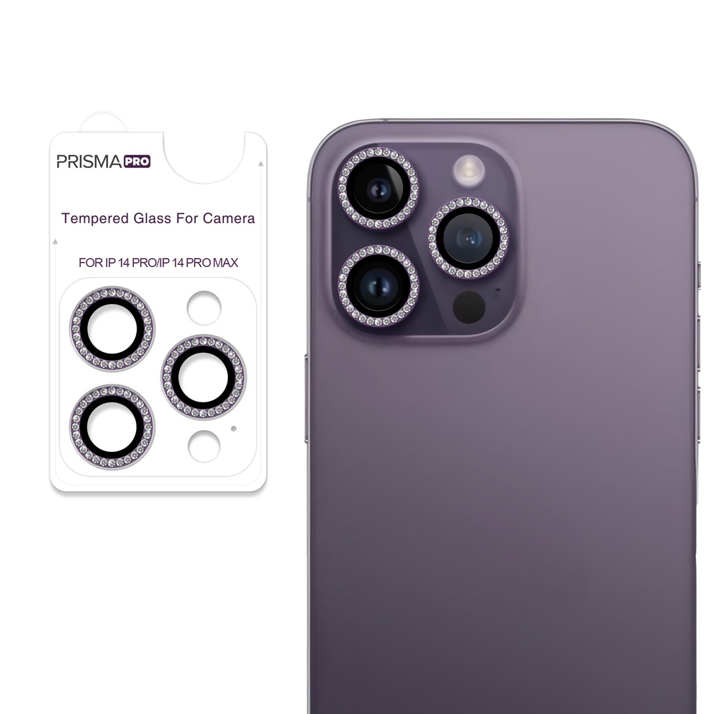 Prisma Pro Shield - Diamond Camera Lens w/HD Tempered Glass  for iPhone 14 Pro / 14 Pro Max (Deep Purple)