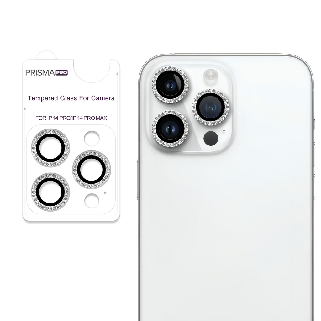 Prisma Pro Shield - Diamond Camera Lens w/HD Tempered Glass  for iPhone 14 Pro / 14 Pro Max (Silver)