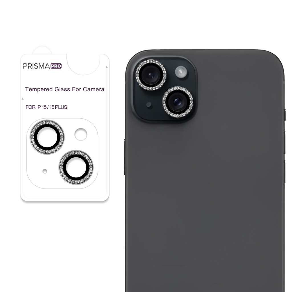 Prisma Pro Shield - Diamond Camera Lens w/HD Tempered Glass  for iPhone 15 / 15 Plus (Midnight)