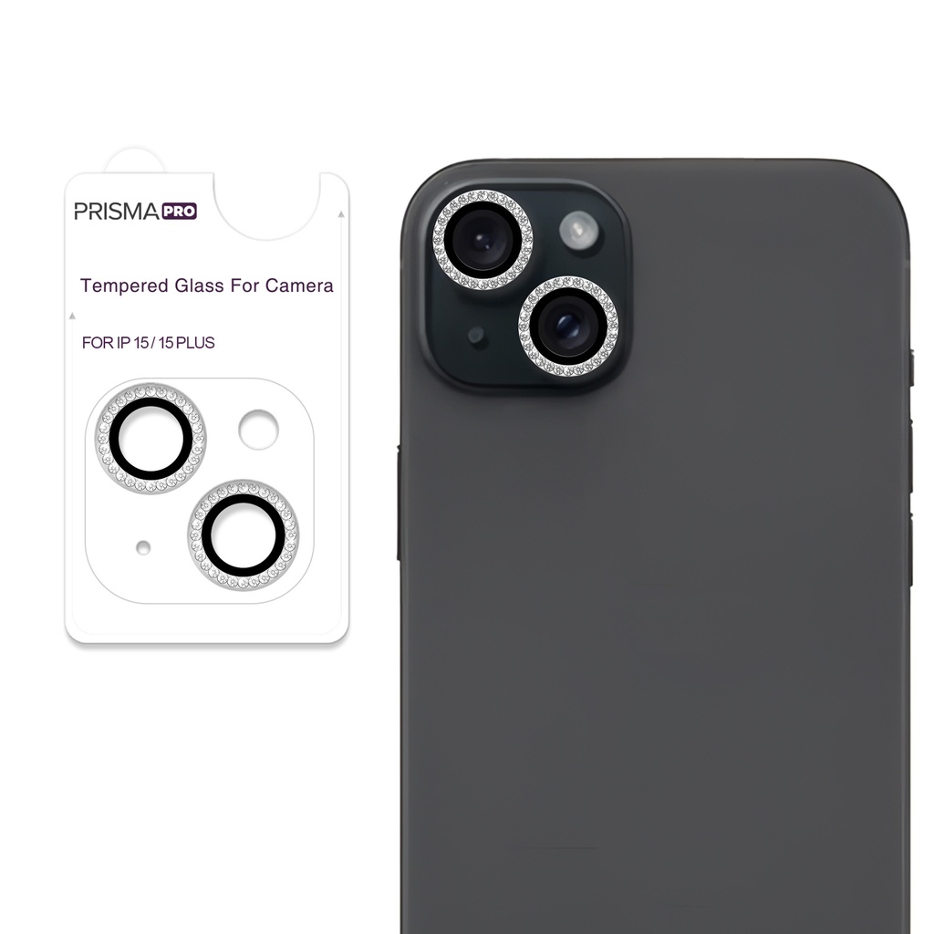 Prisma Pro Shield - Diamond Camera Lens w/HD Tempered Glass  for iPhone 15 / 15 Plus (Starlight)