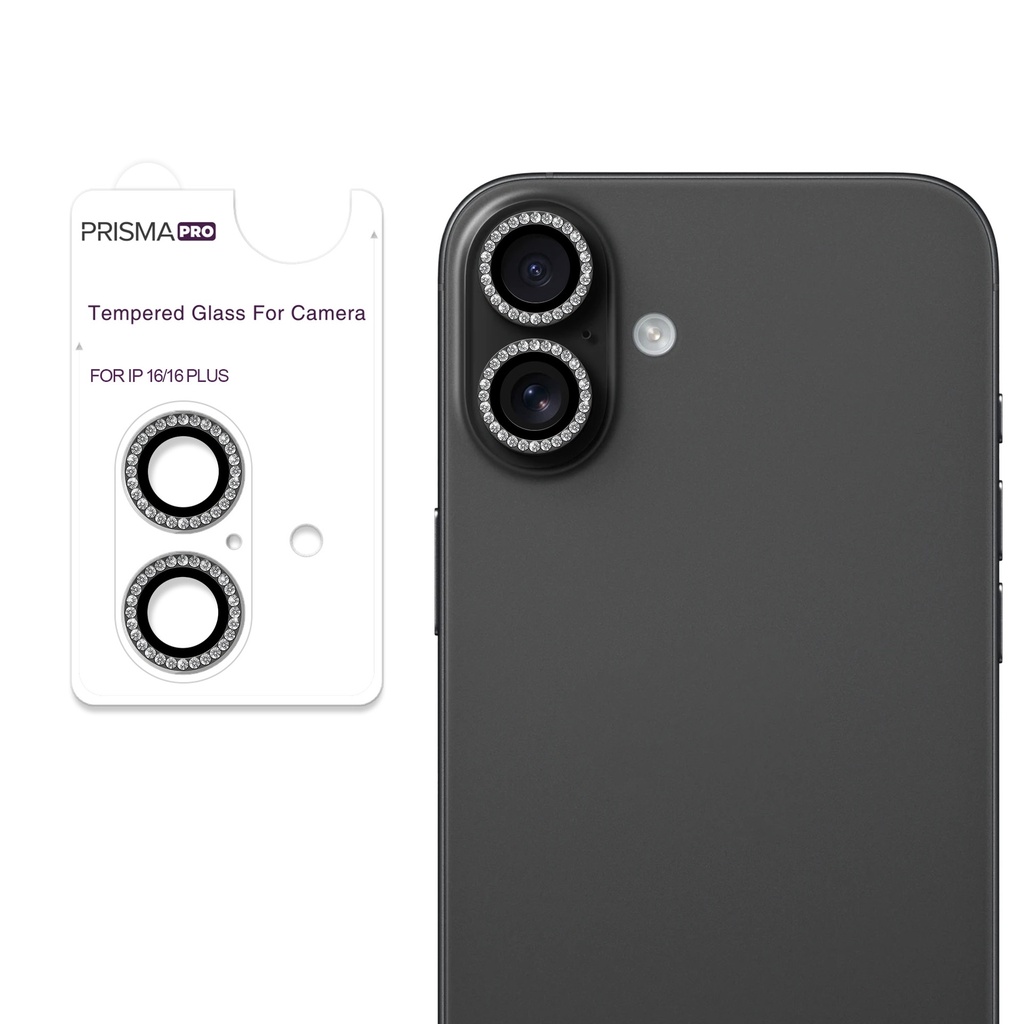 Prisma Pro Shield - Diamond Camera Lens w/HD Tempered Glass  for iPhone 16 / 16 Plus (Midnight)