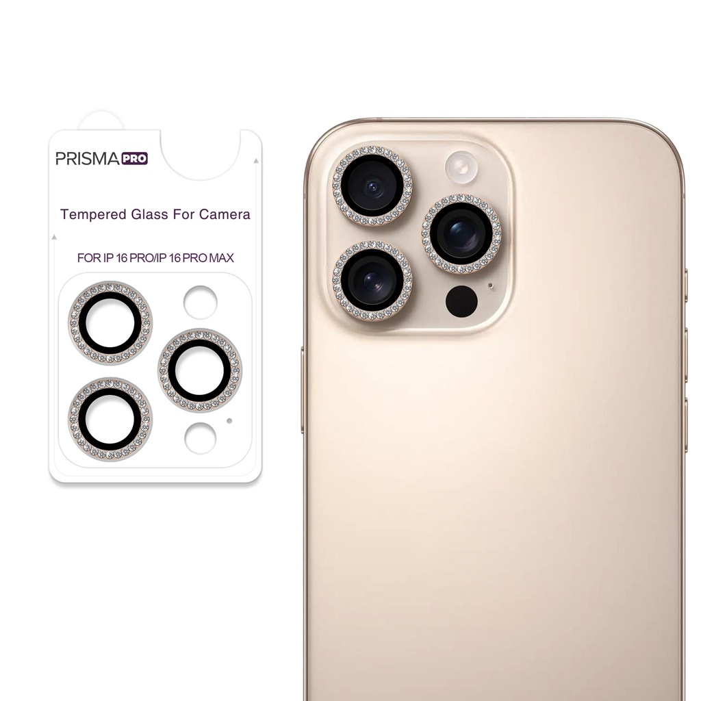Prisma Pro Shield - Diamond Camera Lens w/HD Tempered Glass  for iPhone 16 Pro / 16 Pro Max (Gold)