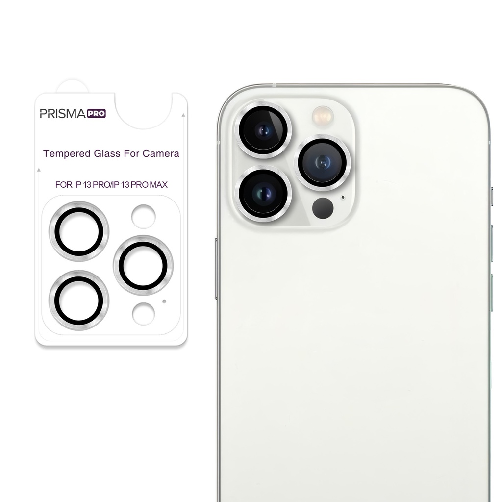 [PP-I13PM-RCL-SI] Prisma Pro Shield - Ring Camera Lens w/HD Tempered Glass  for iPhone 13 Pro / 13 Pro Max (Silver)