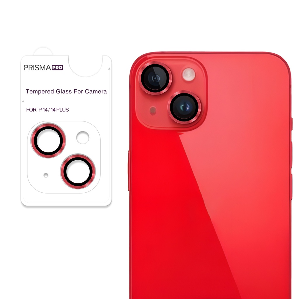 Prisma Pro Shield - Ring Camera Lens w/HD Tempered Glass  for iPhone 14 / 14 Plus (Red)