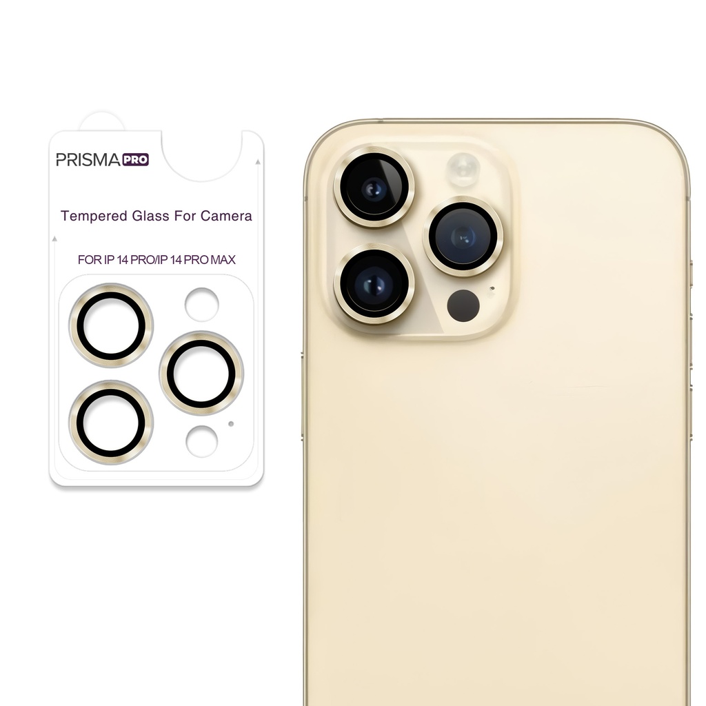 Prisma Pro Shield - Ring Camera Lens w/HD Tempered Glass  for iPhone 14 Pro / 14 Pro Max (Gold)