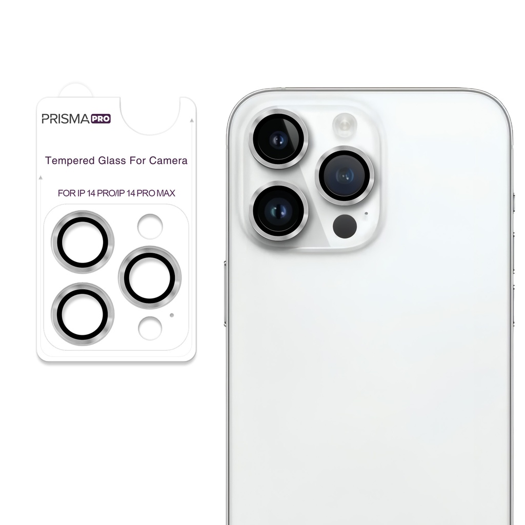 Prisma Pro Shield - Ring Camera Lens w/HD Tempered Glass  for iPhone 14 Pro / 14 Pro Max (Silver)