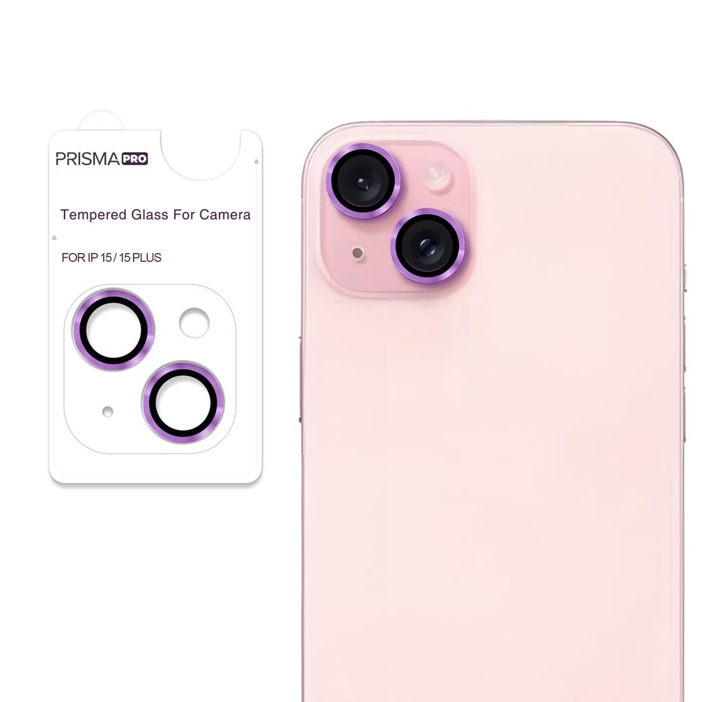 Prisma Pro Shield - Ring Camera Lens w/HD Tempered Glass  for iPhone 15 / 15 Plus (Purple)